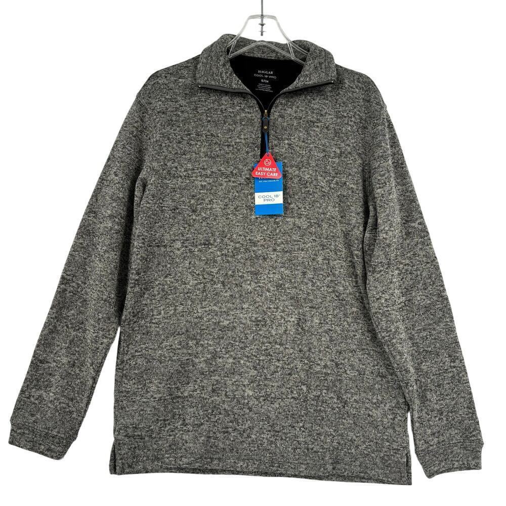 Haggar Cool 18 Pro Quarter Zip Performance Pullover Sweater Gray Men's Size S